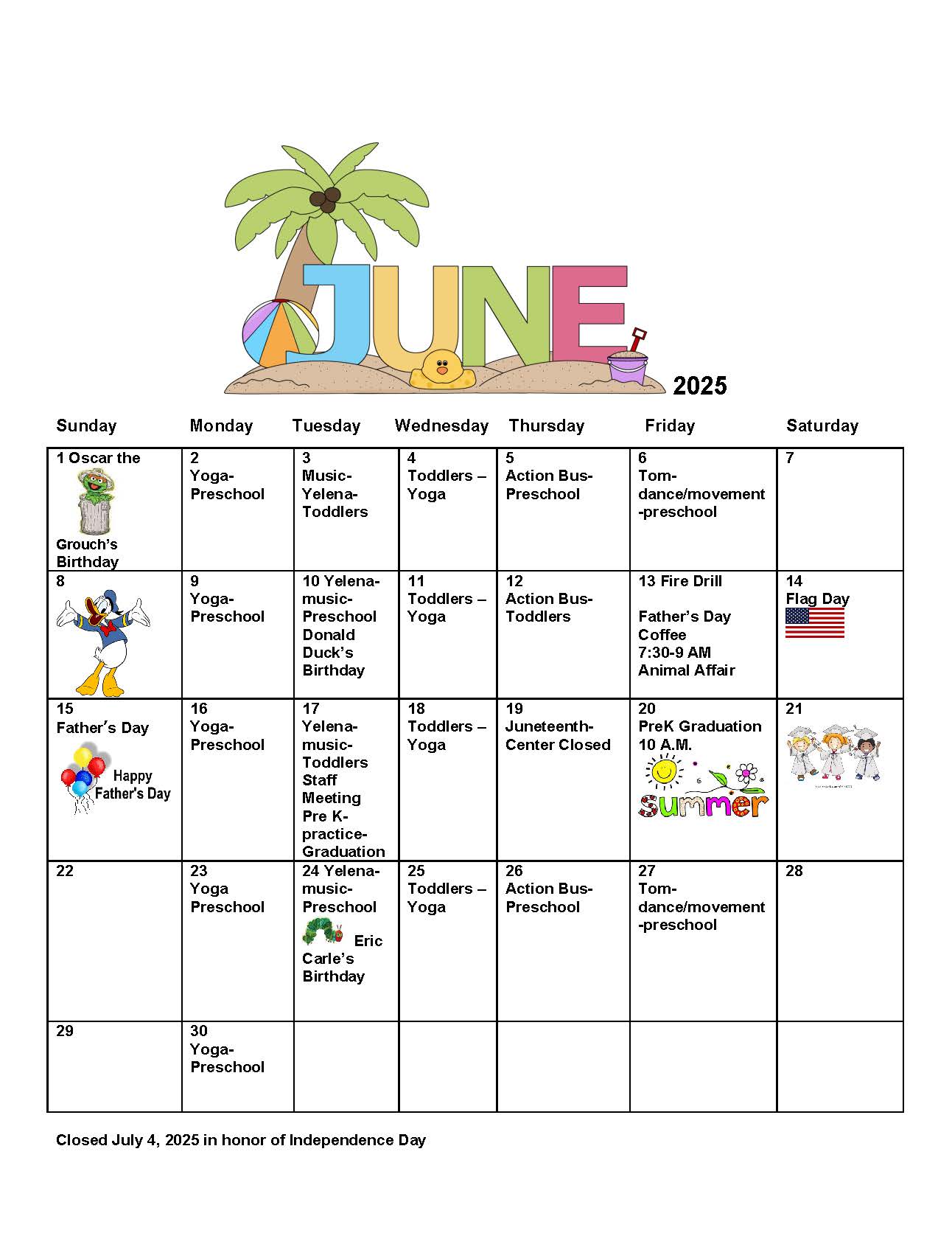 Adventures June 2025 Calendar