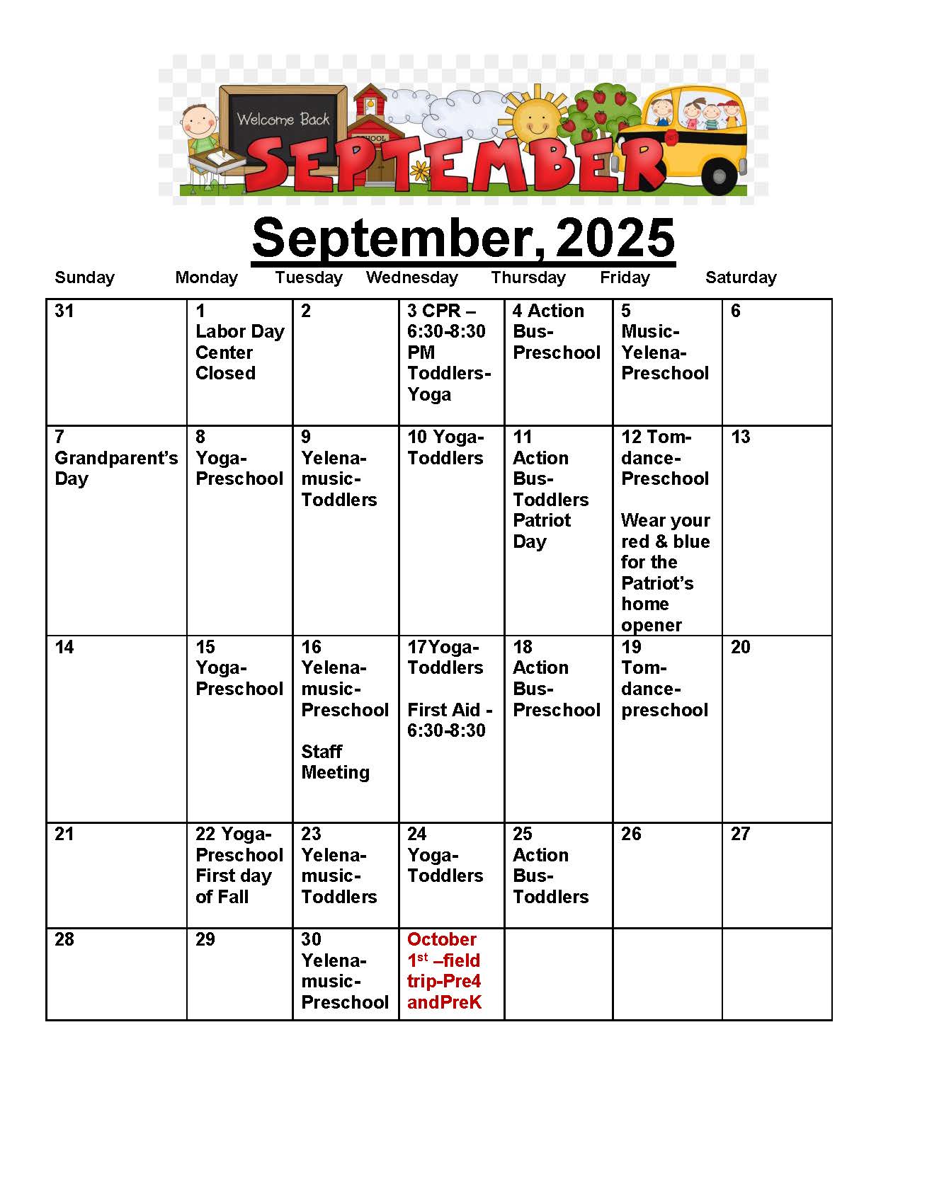 Adventures Calendar September 2025
